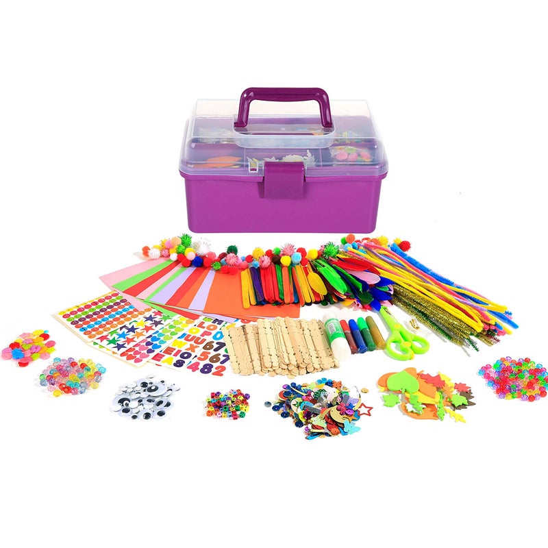 YITOHOP Arts Craft Supplies for Kids, 1000+ PCS Toddler DIY Craft Art Supply Set Include Pipe Cleaners, Pom Poms, Storage Box, 2026 Christmas Holiday Gift for 4-12 Years Old Boys and Girls - Image 1